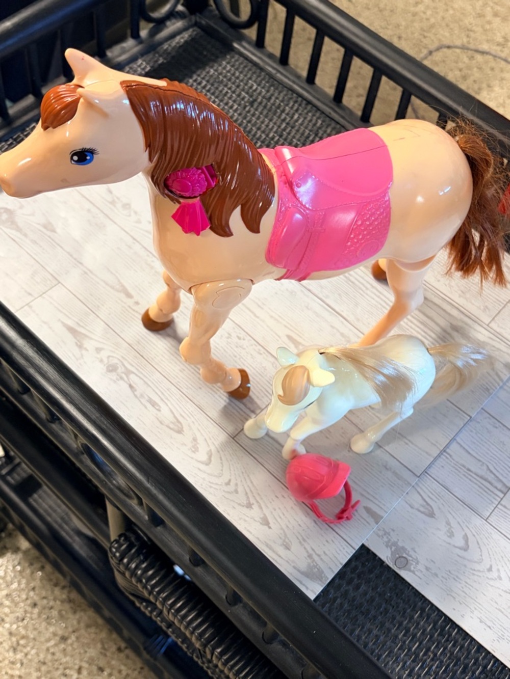 Barbie Saddle N Ride Walking Horse +  Helmet + Puppy Chase Chelsea Pony